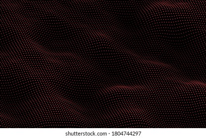 Fondo de la onda de partículas. Malla dinámica abstracta. Tecnología de grandes datos. Ilustración de rejilla vectorial.