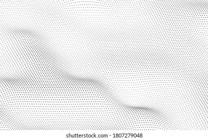Particle wave background. Abstract dynamic mesh. Big data technology. Vector grid illustration.
