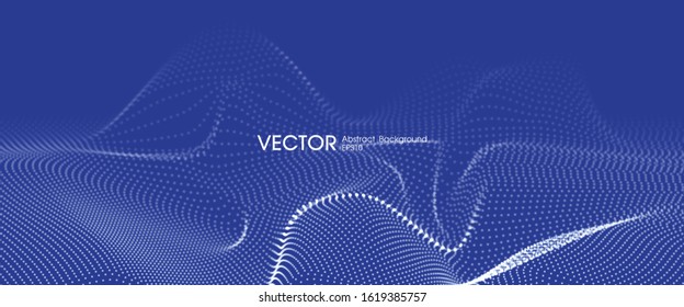 particle wave blue background digital technology concept