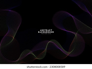 línea de onda de partículas con fondo de tecnología científica violeta degradado para la plantilla de sitio web de publicidad, portada de diseño de etiqueta de portada vectorial.