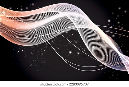Particle wave line vector illustration, light wave line concept for abstract backgrounds