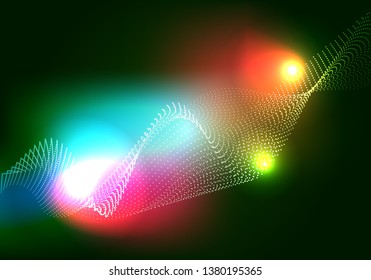 Particle waves. Abstract background created by a collection of points. Vector illustration.