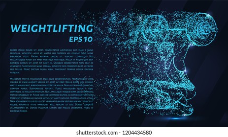 Particle weightlifting. Vector illustration