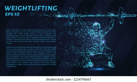 Particle weightlifting. Vector illustration