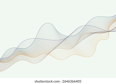 Particle-based gradient contour wave lines undulate smoothly, offering an elegant and minimal background composition