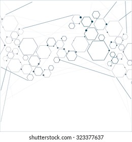 Particles connection on the white background