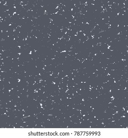 Particles of different shapes and sizes scattered on dark blue background. Abstract vector.