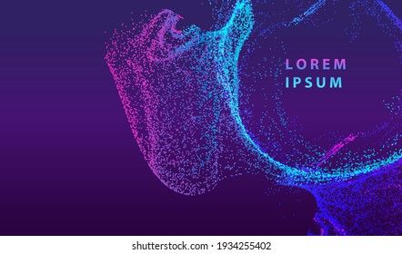 Particles dot glowing splash background. Neon futuristic surface design. Modern technology and science vector.