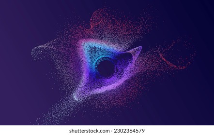 Particles dots glowing abstract background. Neon explosion design. Big data technology cosmos vector.
