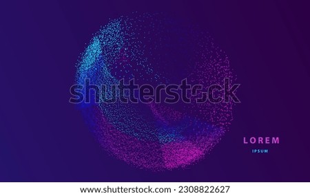 Particles dots glowing abstract background. Neon explosion design. Big data technology and science vector.