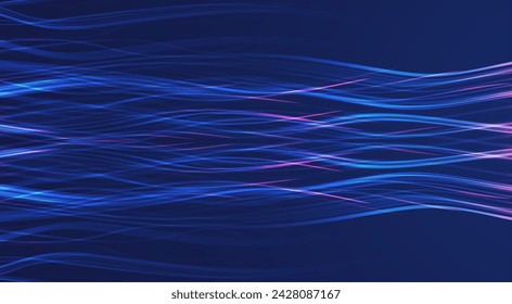 Flujo dinámico de la línea de partículas. Línea de velocidad de conexión de datos. Concepto gráfico para tu diseño.