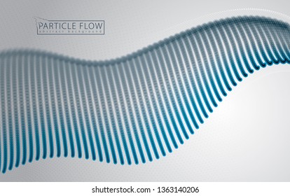 Particles flow abstract design. Blurred round lights vector effect illustration. Mesh of glowing dots, beautiful illustration.