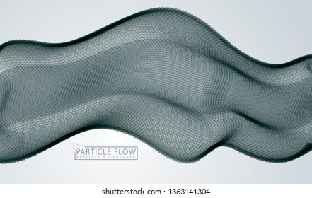 Particles flow abstract design. Blurred round dots vector effect illustration. Mesh of defocused circles, beautiful illustration.