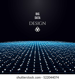 Particles flowing in the cyber space. Big data futuristic concept design. Vector illustration.