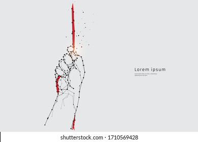 The particles, geometric art of hand-pulling up.
abstract vector illustration. the graphic design concept of helping.
- line stroke weight editable