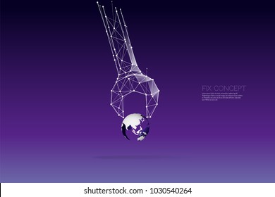 The particles, geometric art, line and dot of world repairingabstract vector illustration. graphic design concept of repairing- line stroke weight editable