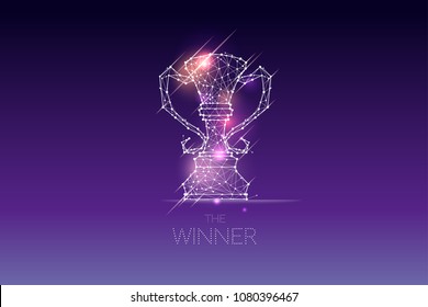 The particles, geometric art, line and dot of winner trophy
abstract vector illustration. graphic design concept of victory or champion.
- line stroke weight editable