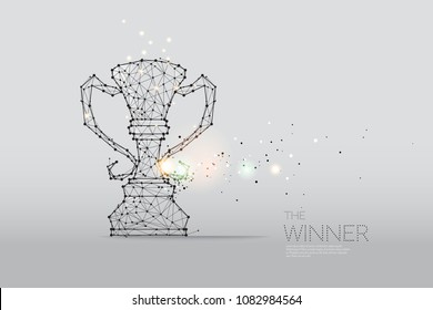 The particles, geometric art, line and dot of winner trophy
abstract vector illustration. graphic design concept of victory or champion.
- line stroke weight editable