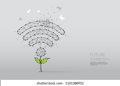 The particles, geometric art, line and dot of wireless symbol
abstract vector illustration. graphic design concept of wifi connecting
- line stroke weight editable
