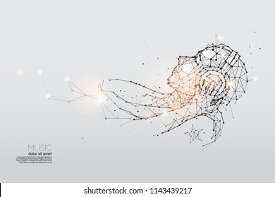 The particles, geometric art, line and dot of listening music.
abstract vector illustration. graphic design concept of music
- line stroke weight editable