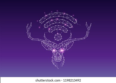 The particles, geometric art, line and dot of deer head and wifi symbol
abstract vector illustration. graphic design concept of connection.
- line stroke weight editable