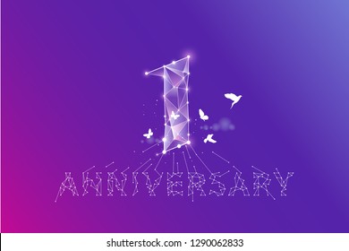 The particles, geometric art, line and dot of anniversary 1 year.
abstract vector illustration. 
- line stroke weight editable