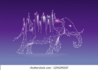 The particles, geometric art, line and dot of City and elephant.
abstract vector illustration. graphic design concept of Big city.
- line stroke weight editable