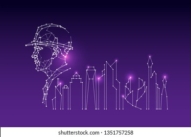 The particles, geometric art, line and dot of engineering.
abstract vector illustration. graphic design concept of construction.
- line stroke weight editable