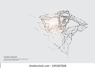 The particles, geometric art, line and dot of human.
abstract vector illustration. graphic design concept of action.
- line stroke weight editable