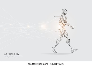 The particles, geometric art, line and dot of walking.
abstract vector illustration. graphic design concept of future.
- line stroke weight editable