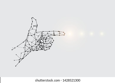 The particles, geometric art, line and dot of finger-pointing.
abstract vector illustration. the graphic design concept of selection.
- line stroke weight editable