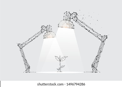 The particles, geometric art, line and dot of lamp lighting.
abstract vector illustration. graphic design concept of spot light.
- line stroke weight editable