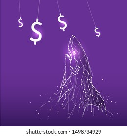 The particles, geometric art, line and dot of shark catching money.
abstract vector illustration. graphic design concept of business.
- line stroke weight editable