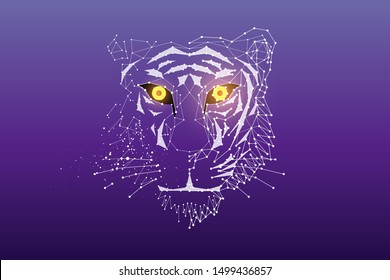The particles, geometric art, line and dot of tiger head.
abstract vector illustration. graphic design concept of animal.
- line stroke weight editable