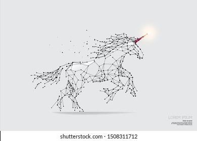 The particles, geometric art, line and dot of unicorn.
abstract vector illustration. graphic design concept of animal.
- line stroke weight editable