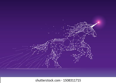 The particles, geometric art, line and dot of unicorn.
abstract vector illustration. graphic design concept of animal.
- line stroke weight editable