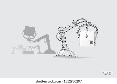 The particles, geometric art, line and dot of Robot arm.
abstract vector illustration. graphic design concept of logistic.
- line stroke weight editable