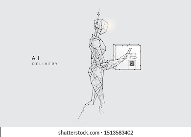 The particles, geometric art, line and dot of Robot delivery.
abstract vector illustration. graphic design concept of Artificial Intelligence technology.
- line stroke weight editable