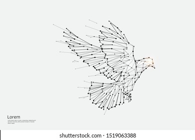 The particles, geometric art, line and dot of bird flying.
abstract vector illustration. graphic design concept of freedom.
- line stroke weight editable