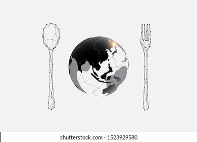 The particles, geometric art, line and dot of eating.
abstract vector illustration. graphic design concept of foods.
- line stroke weight editable