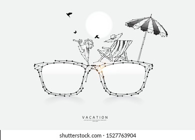 The particles, geometric art, line and dot of eyeglass.
abstract vector illustration. graphic design concept of vacation.
- line stroke weight editable