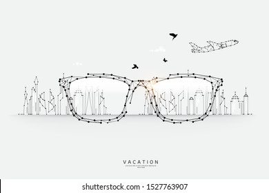 Die Partikel, geometrische Kunst, Linie und Punkt der Brille.
abstrakte Vektorillustration. Grafikdesign Konzept des Urlaubs.
- Streckengewicht bearbeitet