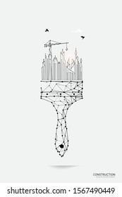 The particles, geometric art, line and dot of painting brush.
abstract vector illustration. graphic design concept of construction.
- line stroke weight editable