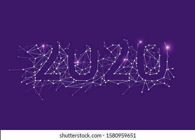 The particles, geometric art, line and dot of 2020.
abstract vector illustration. graphic design concept of New year.
- line stroke weight editable