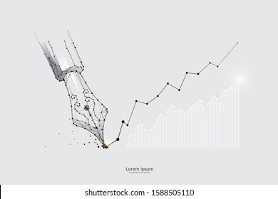 The particles, geometric art, line and dot of dip pen.
abstract vector illustration. graphic design concept of writing.
- line stroke weight editable