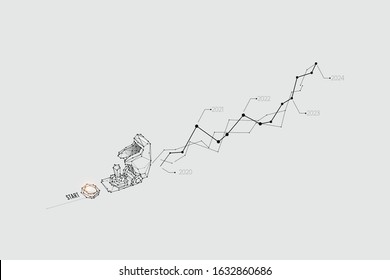 The particles, geometric art, line and dot of missile switch.
abstract vector illustration. graphic design concept of startup.
- line stroke weight editable