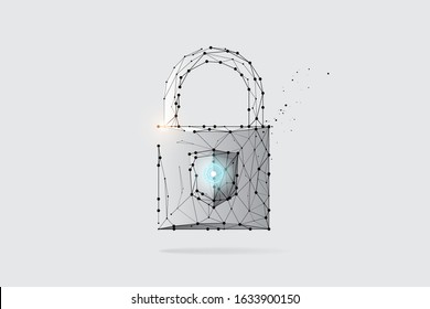 The particles, geometric art, line and dot of Key.
abstract vector illustration. graphic design concept of Protection.
- line stroke weight editable