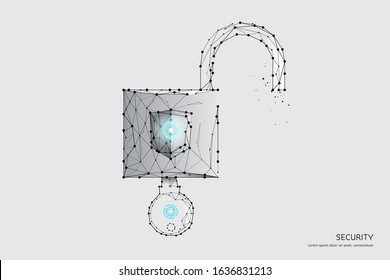 The particles, geometric art, line and dot of Key.
abstract vector illustration. graphic design concept of Protection.
- line stroke weight editable