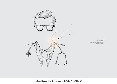 The particles, geometric art, line and dot of Doctor.
abstract vector illustration. graphic design concept of Medical.
- line stroke weight editable