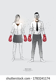 The particles, geometric art, line, and the dot of a business people. abstract vector illustration. the graphic design concept of work hard. line stroke weight editable
